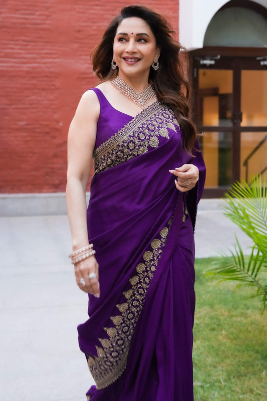 Purple Rangoli Silk saree – draped look