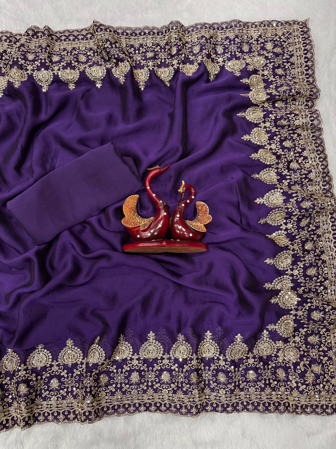 Purple Rangoli Silk saree – blouse piece