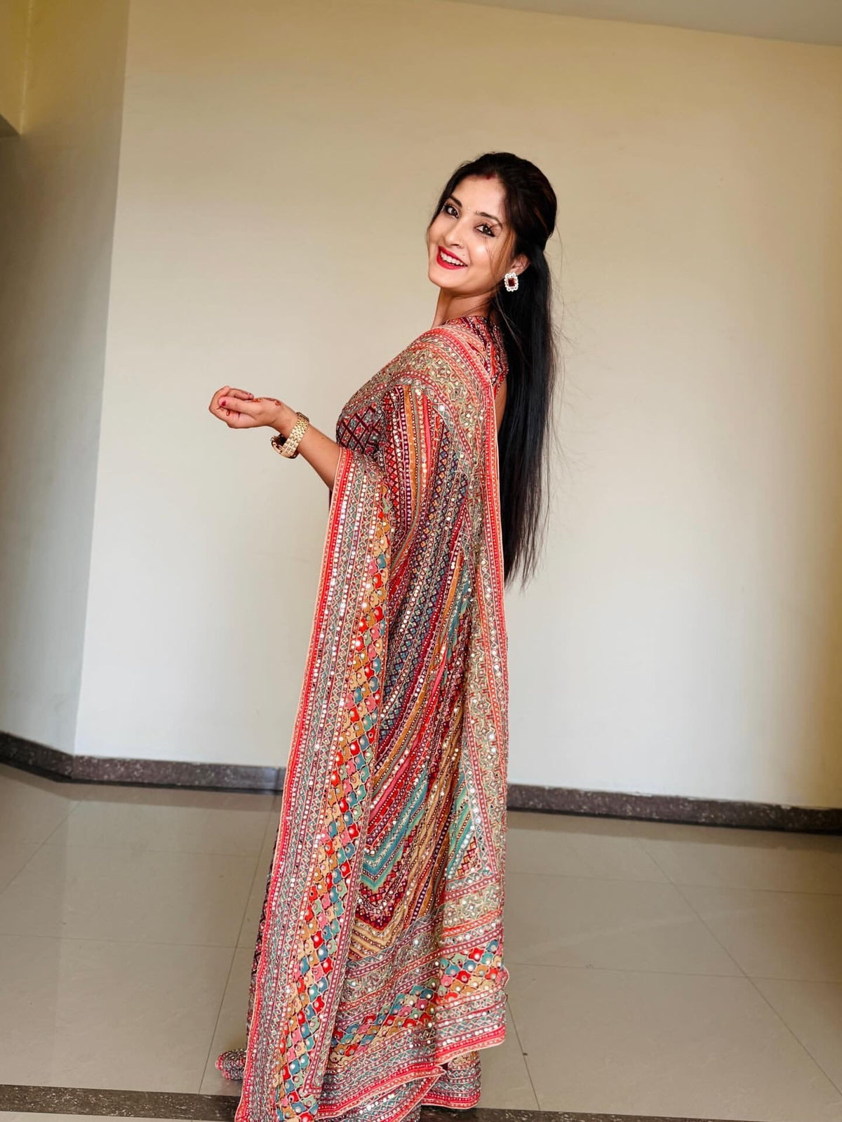 Multicolor Tantalizing - pallu detail