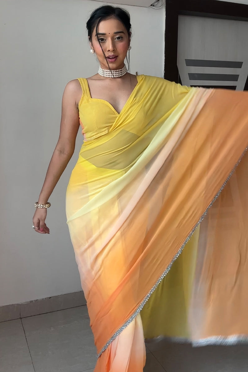 Multi Color Georgette Ready to Wear Saree - front view