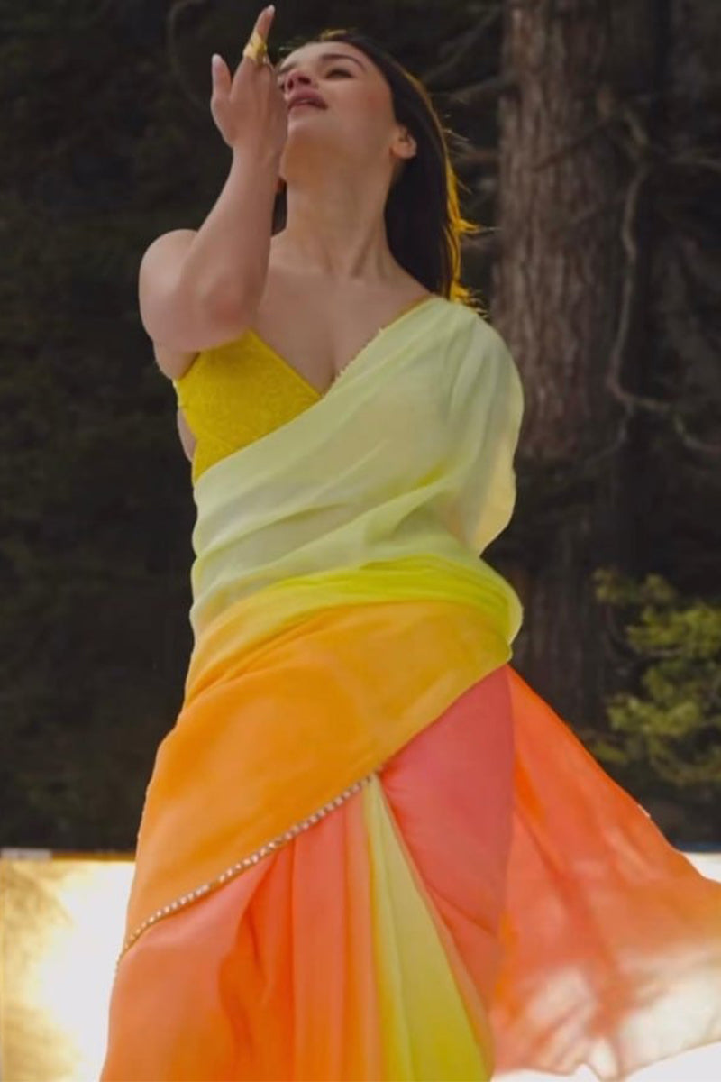 Multi Color Georgette Saree - blouse detail