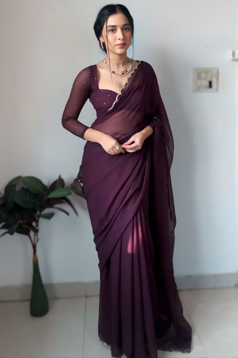 Purple Georgette Saree - blouse detail
