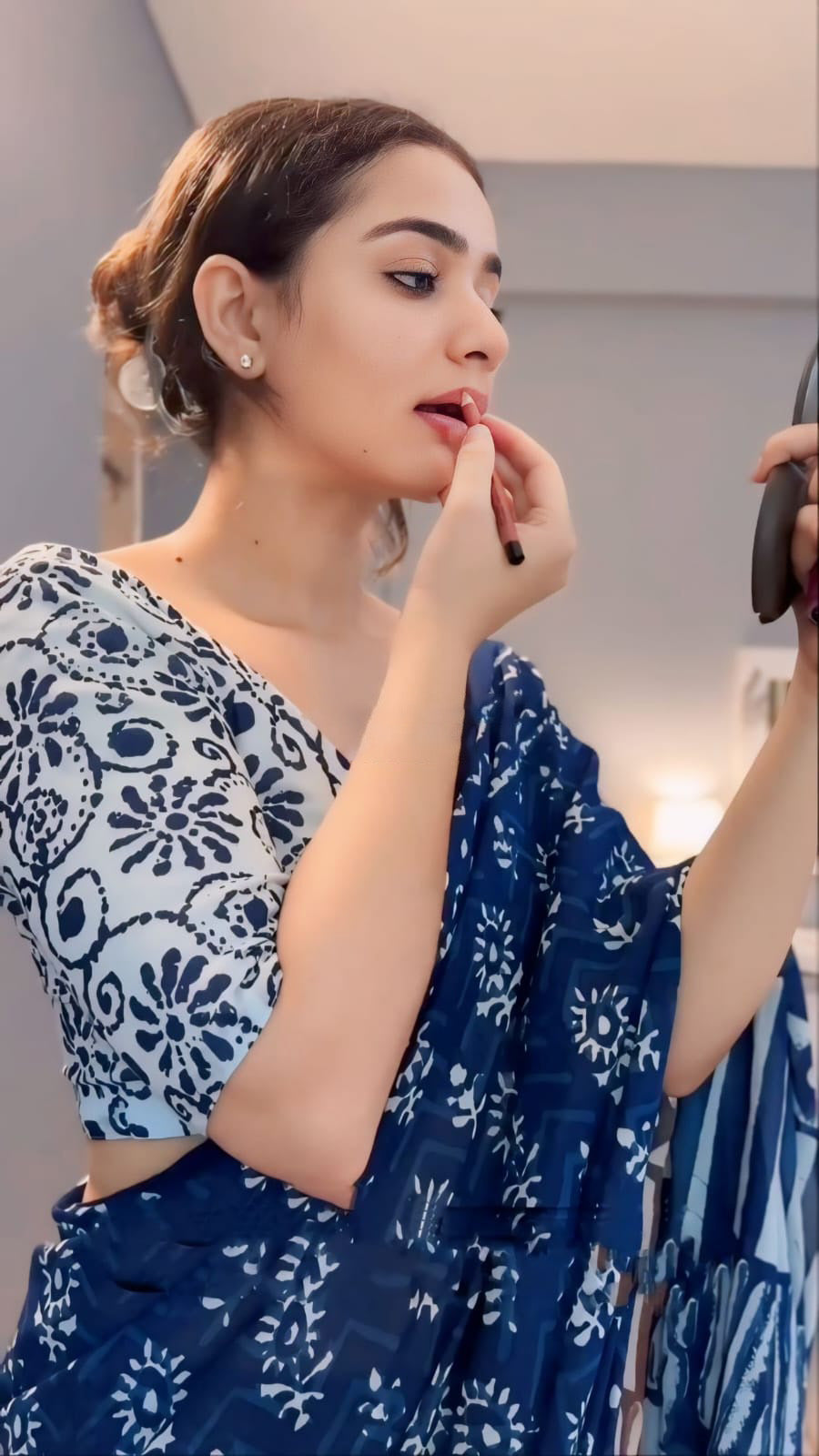 Blue Cotton Saree - blouse piece